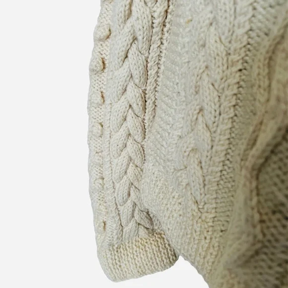 VINTAGE Cable Knit Icelandic-Chunky-hand-knitted-Beige-Fisherman-Sweater… - Picture 10 of 10